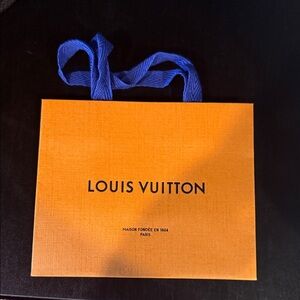 Louis Vuitton Bright Orange Bag with Blue Handles mini